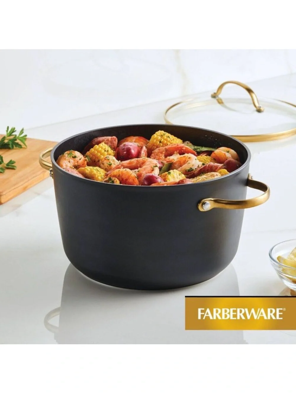 Farberware - Ceramic Aluminum Stainless Steel Stockp Black